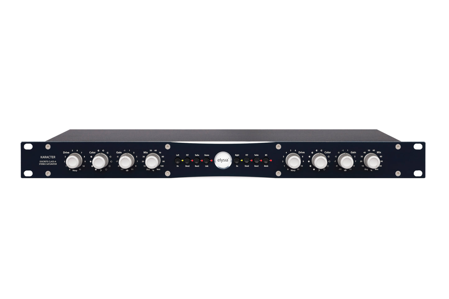 karacter 19 inch Rack Front View with all controls and buttons.