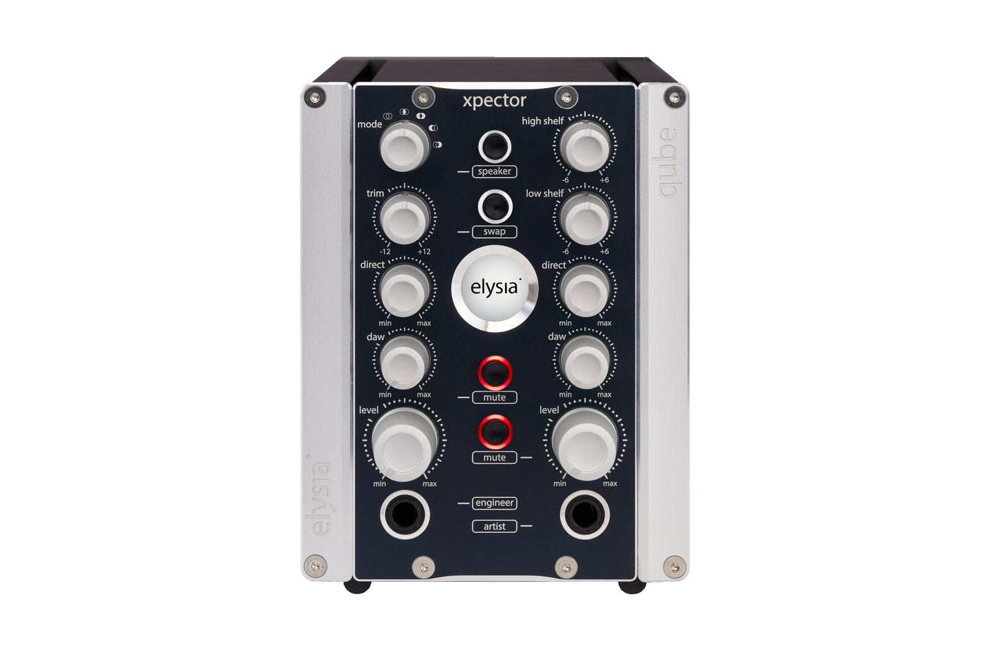 xpector in the elysia qube Standalone format Front View with all controls and buttons.