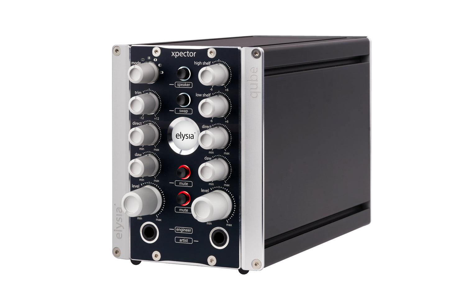 xpector in the elysia qube Standalone format Front Left View with all controls and buttons.