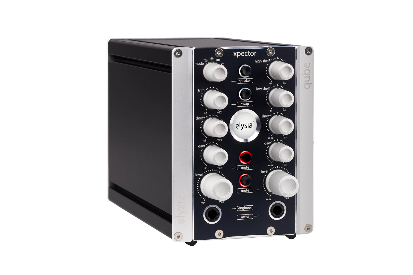 xpector in the elysia qube Standalone format Front Right View with all controls and buttons.