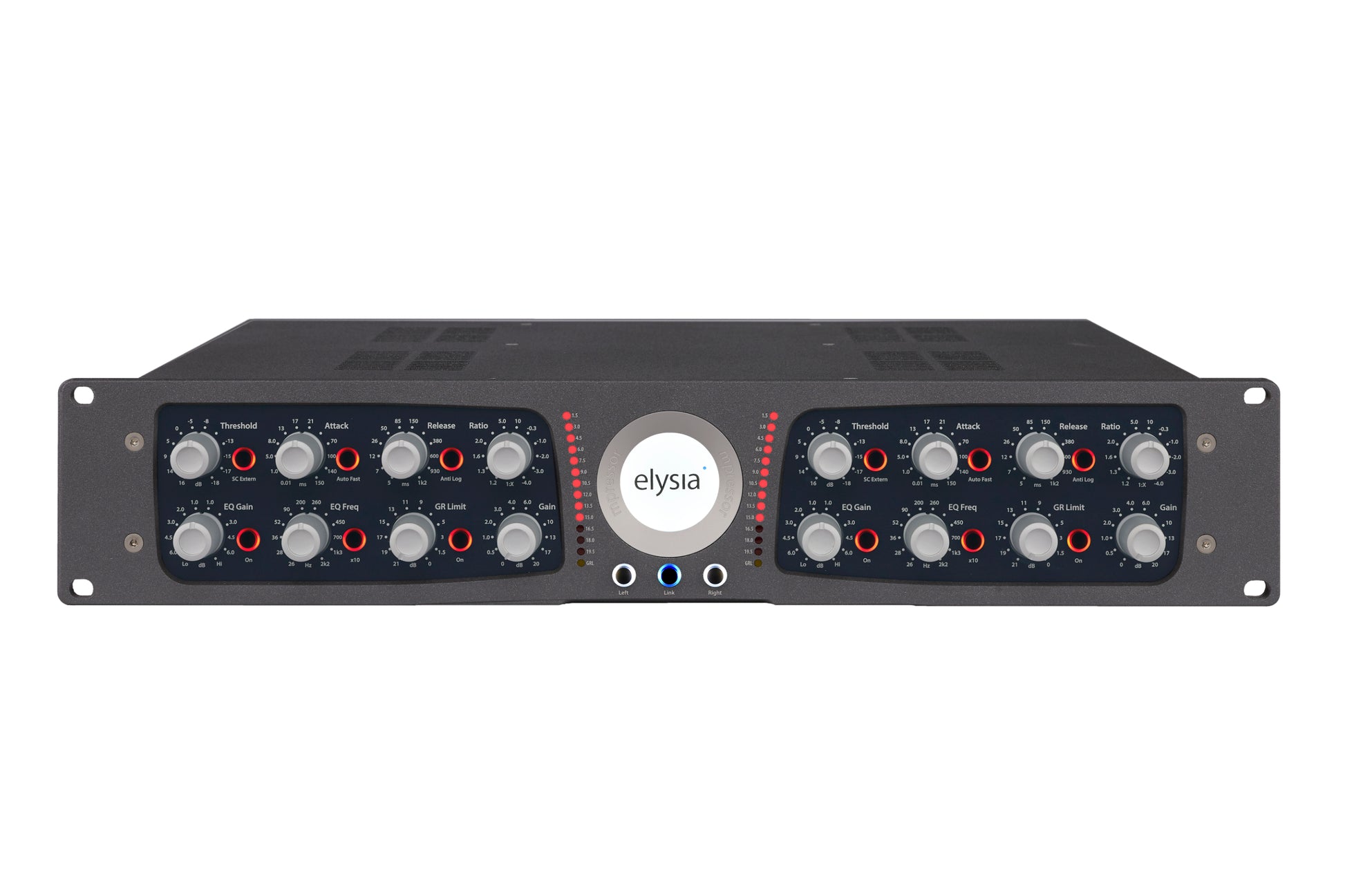 mpressor Rack Series Module Front View with all controls and buttons.