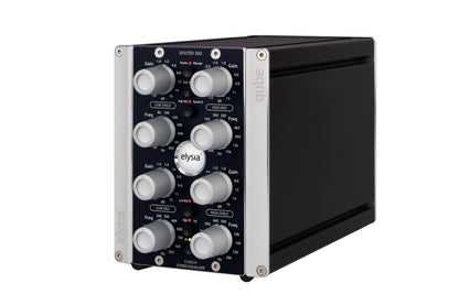 xfilter in the elysia qube format Front Left View with all controls and buttons.